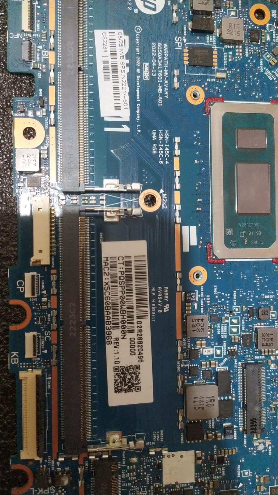 Placa madre | HP | N22214-601 | CS2284 | 6050A3417601-MB-A01 | WARPATH-MV-AVARY| para HP EliteBook 830-840 G9 ProBook 640-650 G9| i5-1235U SRLFQ| MOTHERBOARD — imagen 2