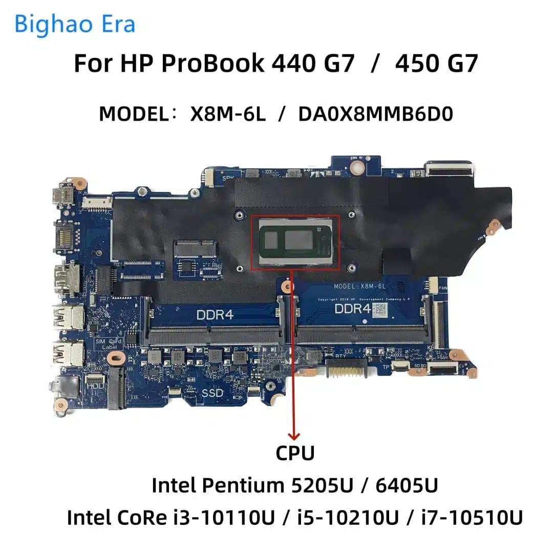 Placa Base HP X8M‑6L DA0X8MMB6D0 | i5‑10| HP ProBook 440/450 G7 — imagen 1