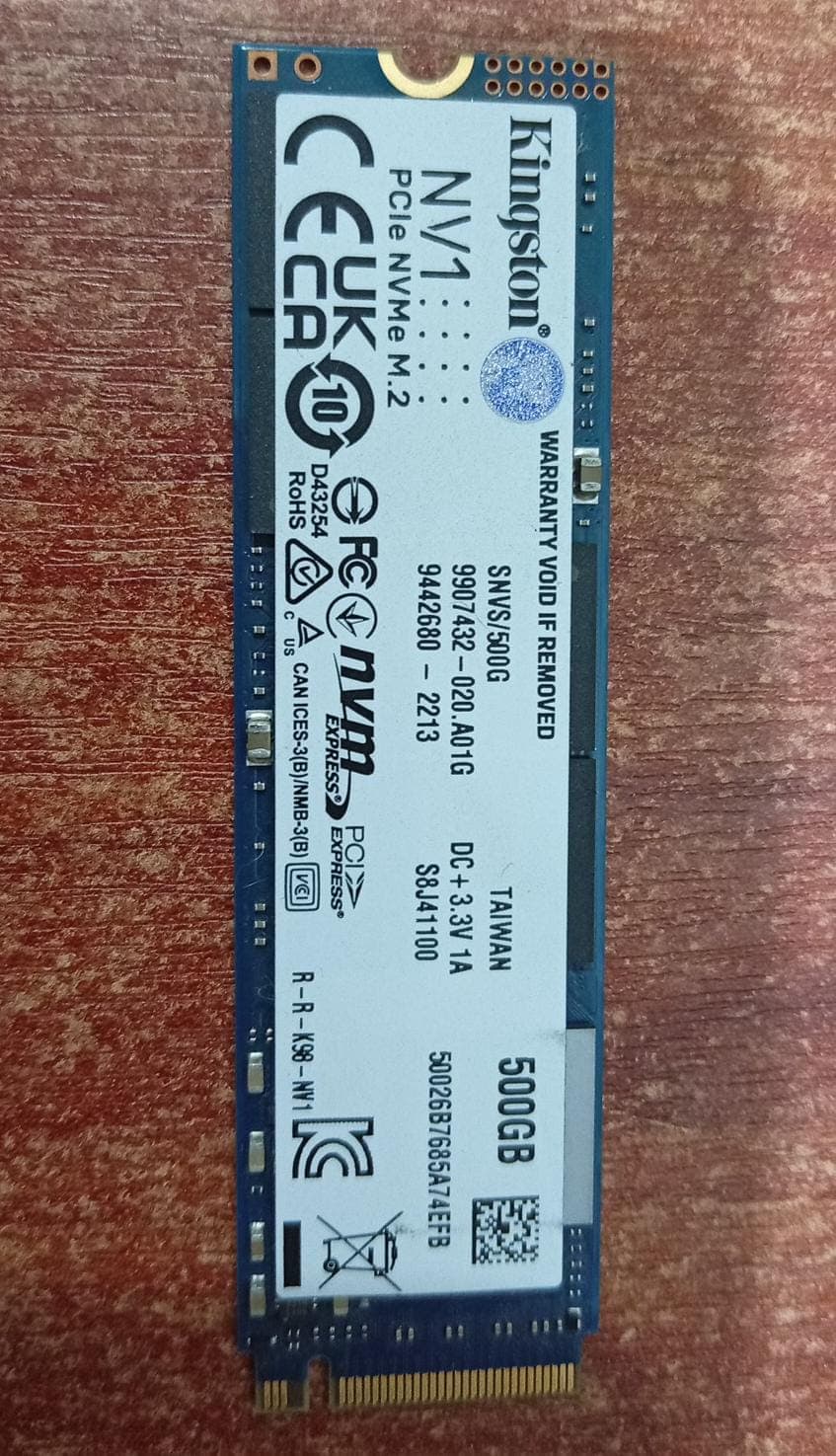 DISCO SSD Kingston NV2 500GB | M.2 2280 PCIe 4.0 NVMe | Alto Rendimiento | Seminuevo — imagen 1
