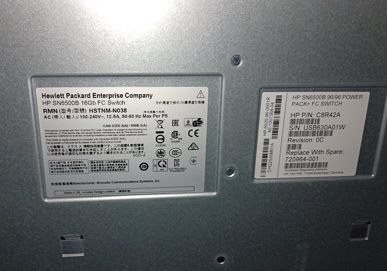 Switch SAN 16Gb HP StoreFabric SN6500B 96‑port Power Pack+ (C8R42A) – Enterprise FC — imagen 3