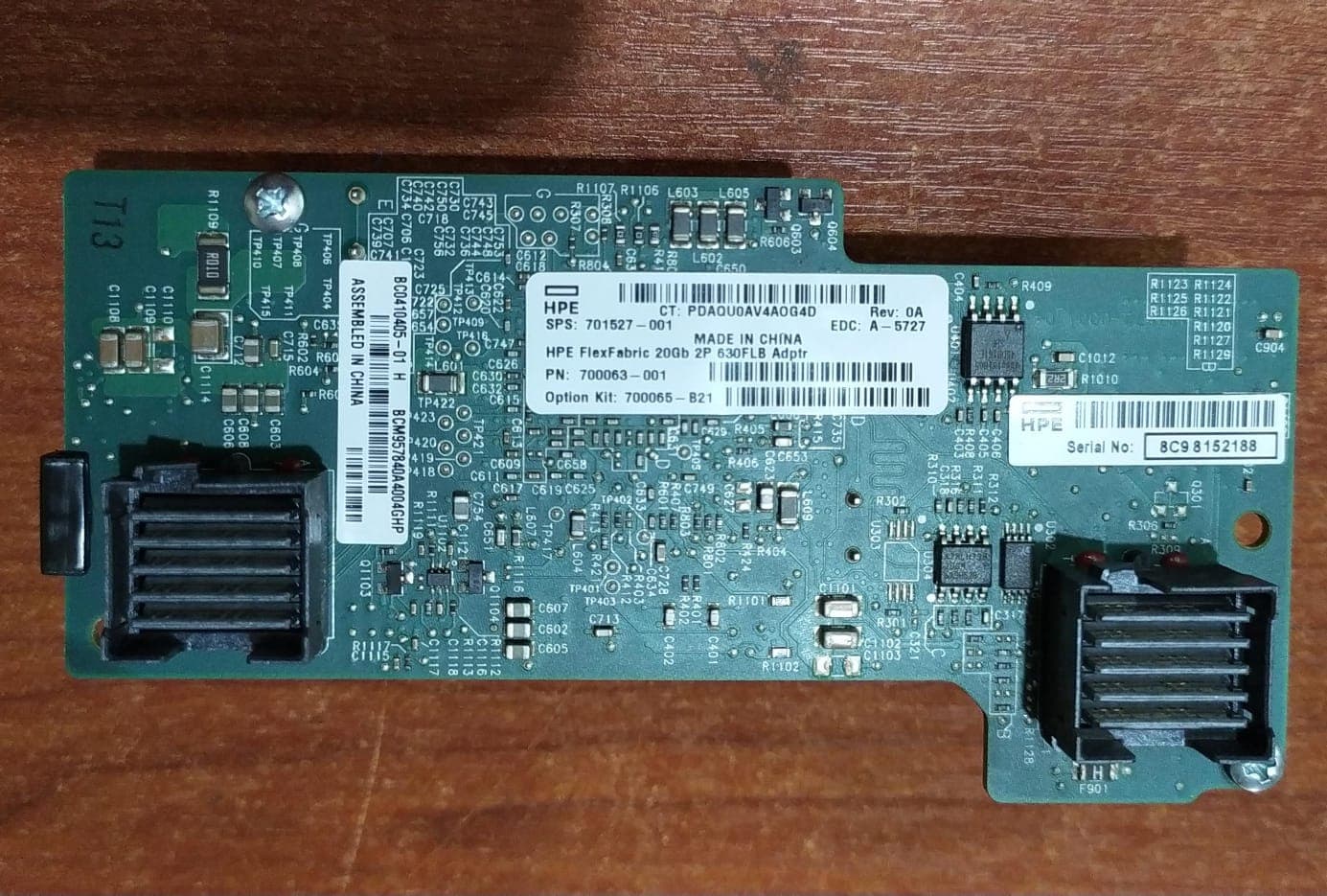 Tarjeta HPE FlexFabric 20 Gb 2‑port 630FLB (SPS 701527‑001 / PN 700065‑B21) – Seminueva — imagen 2