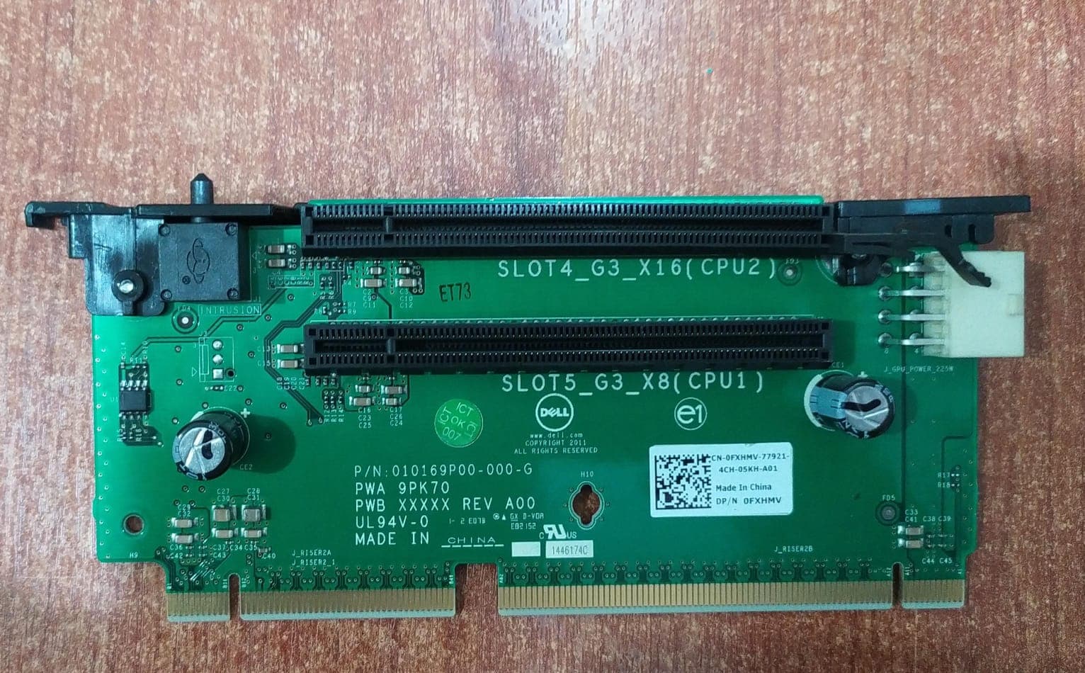 Tarjeta vertical 2 Expansora Dell PowerEdge R720/R720xd – Slot4 x16 & Slot5 x8 (010169P00‑000‑G) — imagen 1
