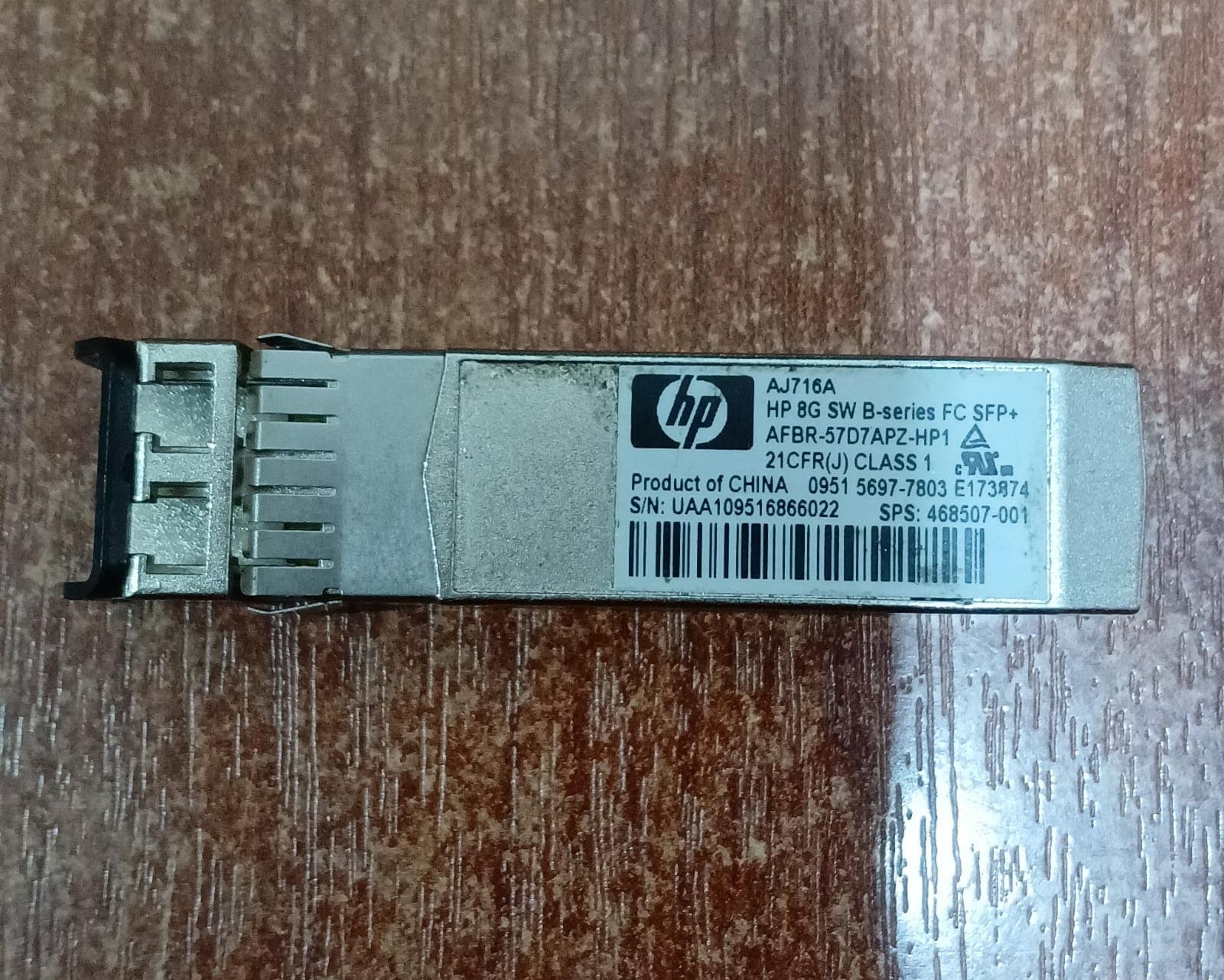 Transceptor HP / HPE AJ716A 8G SFP+ Canal de Fibra de Onda Corta (SPS 468507‑001) — seminuevo — imagen 2