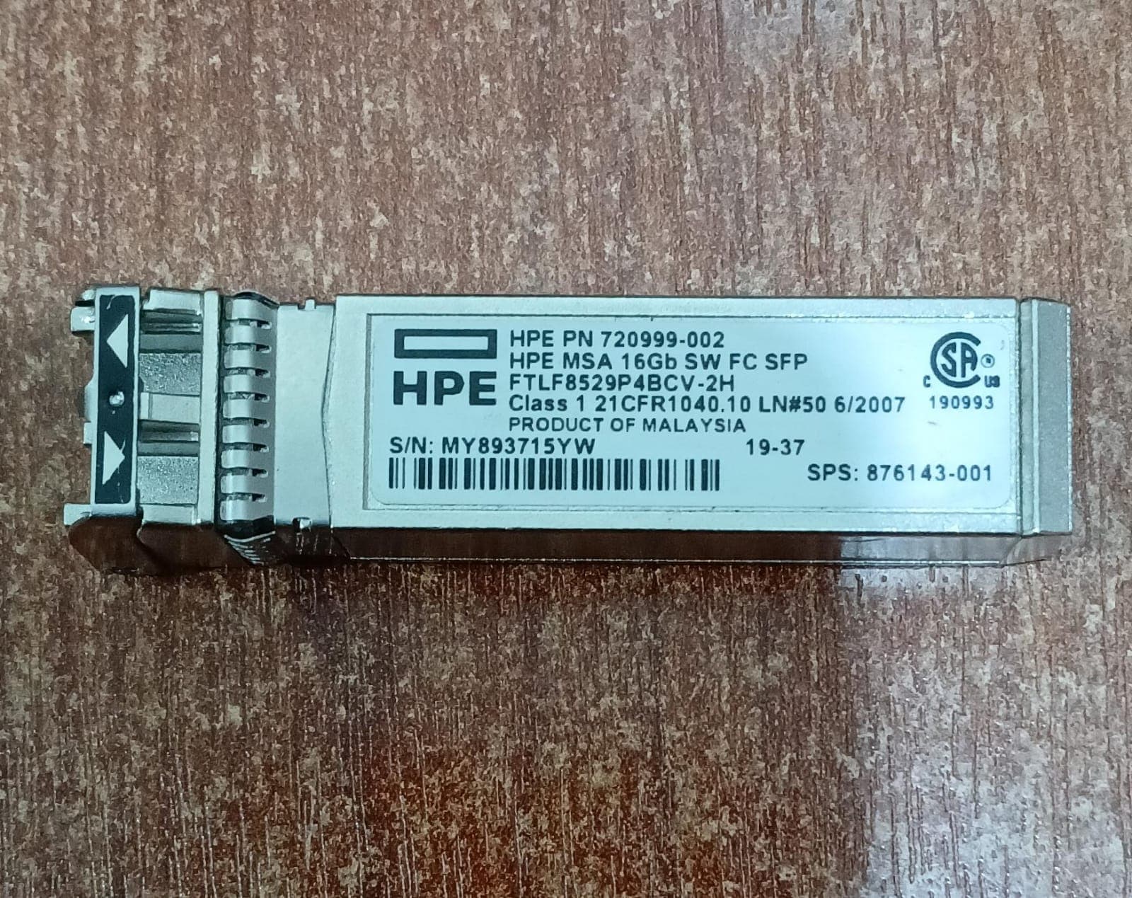 Transceptor HPE 16 Gb Canal de Fibra SFP+ Onda Corta – 720999‑002 / FTLF8529P4BCV‑2H (seminuevo) — imagen 2