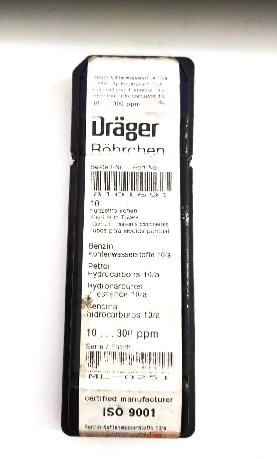 TUBOS PARA MEDICIÓN HIDROCARBUROS DE PETRÓLEO 10/A 800-01691-DRAGER ROHRCHEN 8101691 — imagen 1