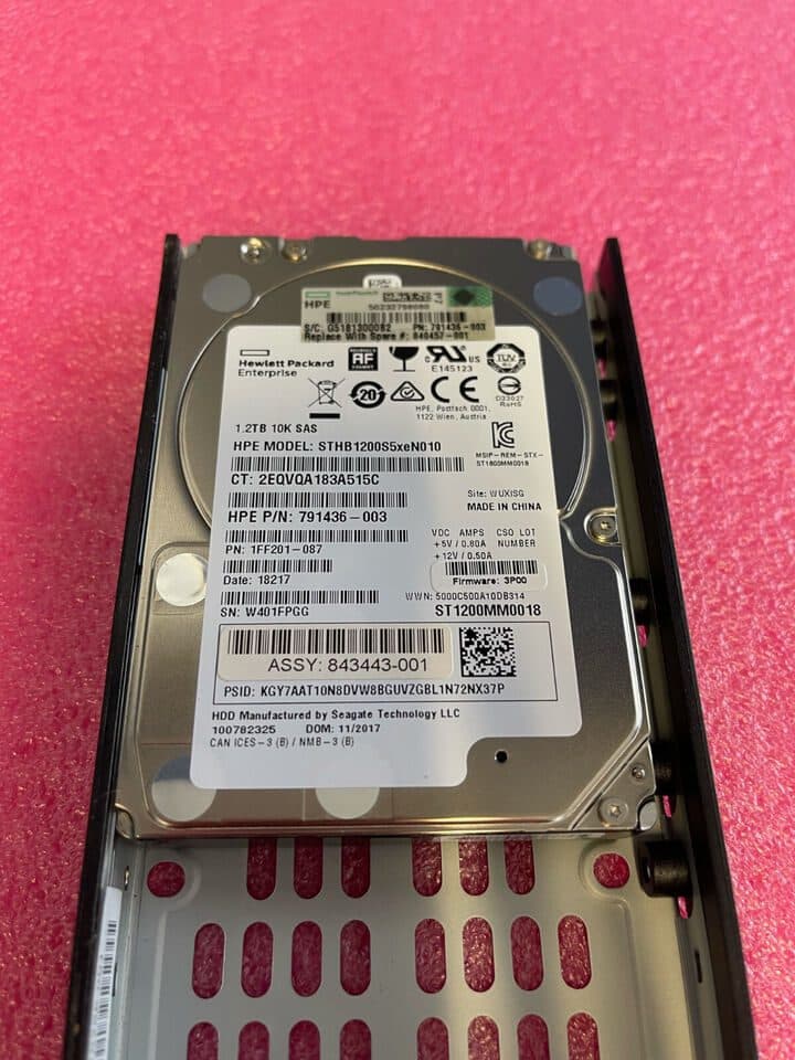 Unidad de disco duro SAS HPE 3PAR 1,2 TB 10 k con bandeja STHB1200S5xeN010 791436-003 843443-001 — imagen 2