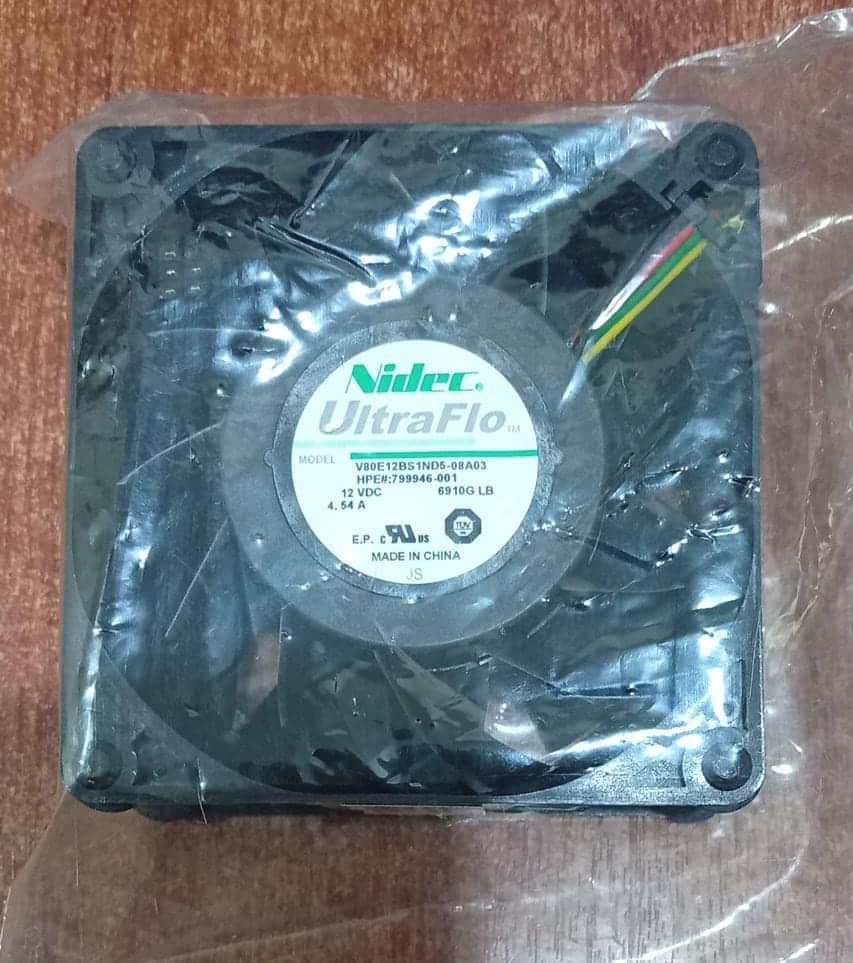 Ventilador Nidec UltraFlo V80E12BS1ND5-08A03 12V P/N 799945-001 para Servidor HP Apollo 2000 — imagen 1