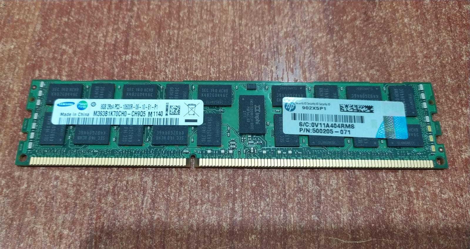 MEMORIA RAM SERVIDOR SAMSUNG M393B1K70CH0‑CH9Q5 8GB DDR3‑1333 ECC RDIMM (HP 500205‑071)