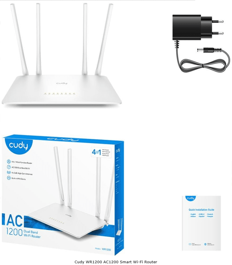 ROUTER Wi-Fi | CUDY | WR1200 | AC1200 Gigabit Dual Band | 12V 1A