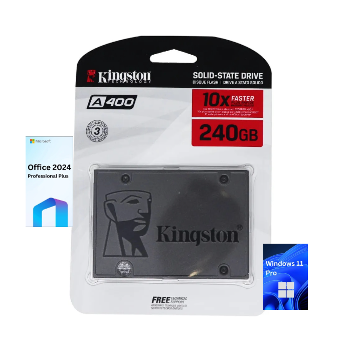 SSD 240GB Kingston A400 2.5" + Licencia de Office y Windows - Instalación Profesional Incluida