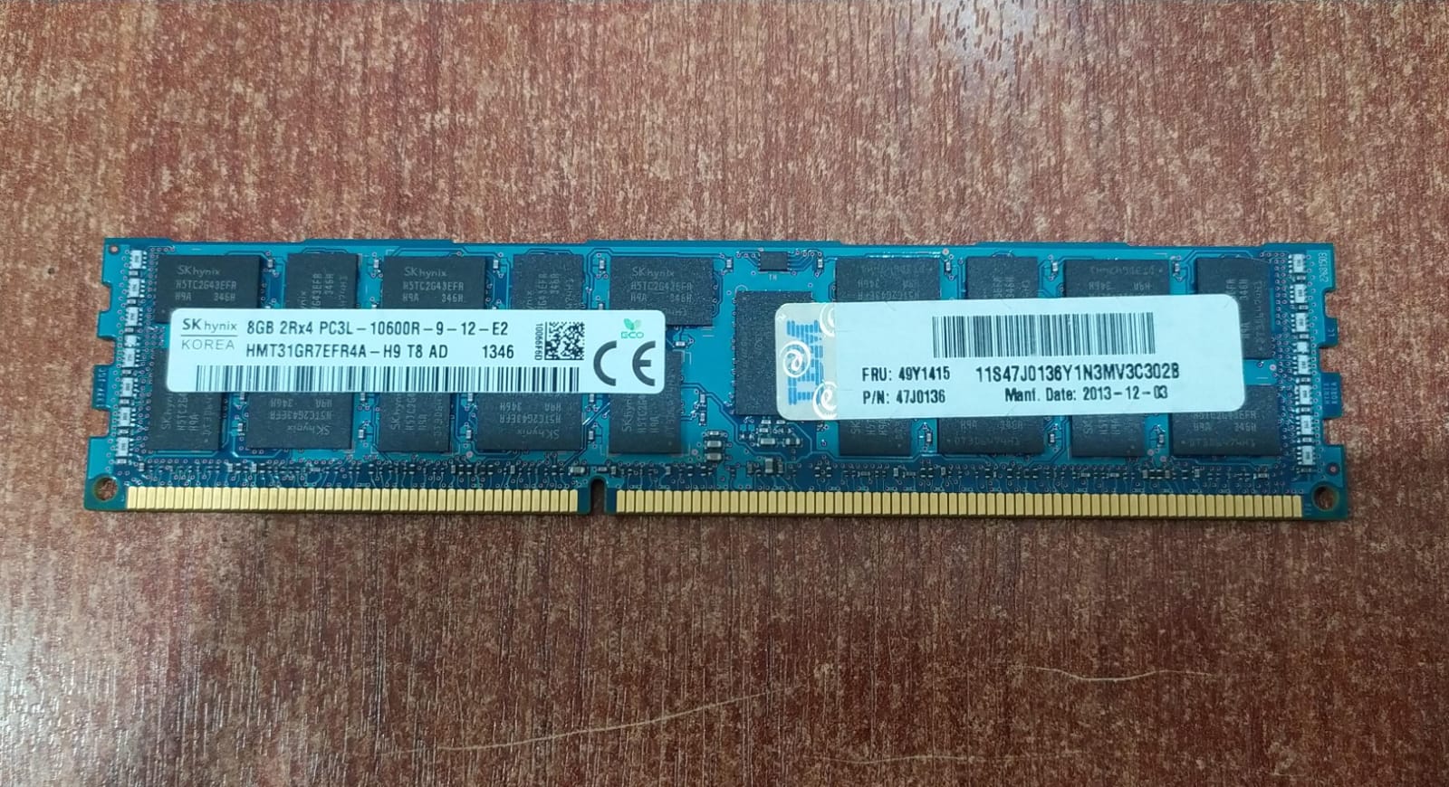 Memoria RAM SK hynix HMT31GR7EFR4A‑H9 8GB PC3L‑10600R ECC Registered DDR3‑1333 (para servidores)