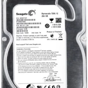 Disco Duro Interno Mecánico (HDD) | Seagate | Barracuda 7200.12 | 250GB | SATA | NUEVO