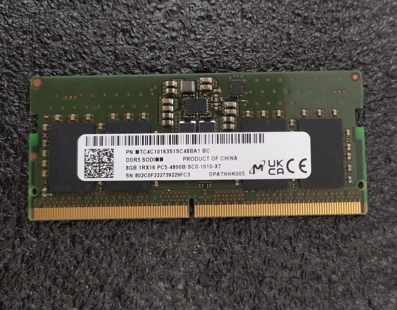 Memoria RAM DDR5 Micron 8 GB (MTC4C1016S1SC48BA1) 4800 MHz SO‑DIMM – portátil Dell HP Lenovo
