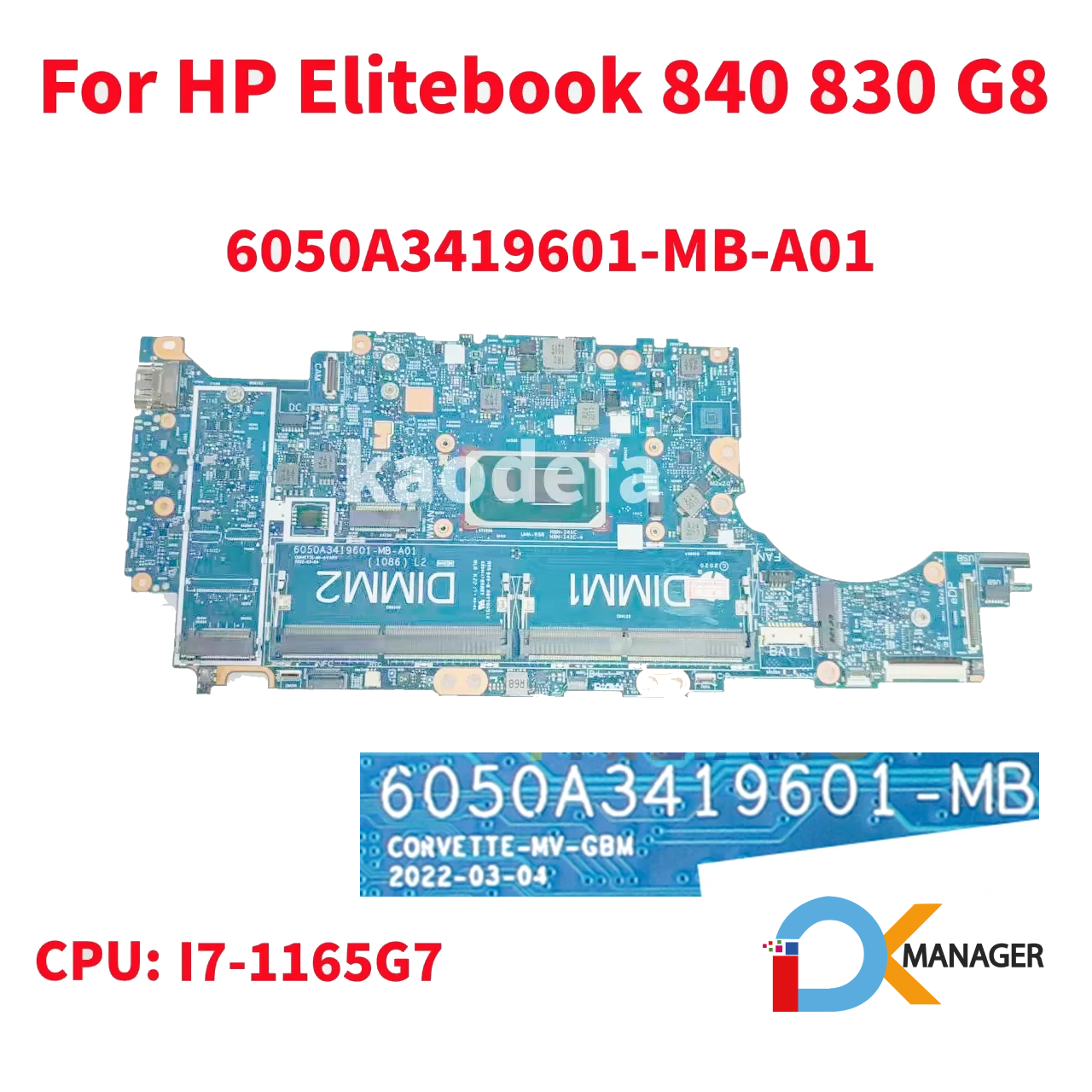 Placa Madre HP CORVETTE 6050A3419601 MB A01 i711th SRK02 HP EliteBook 830 G8 840 G8