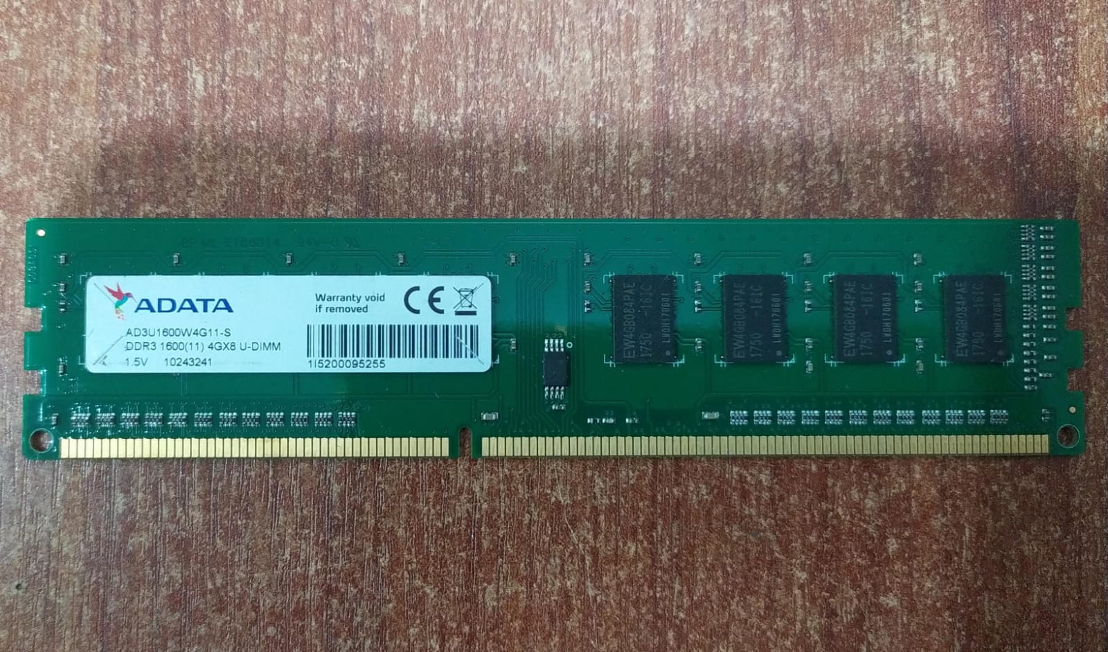 Memoria RAM ADATA DDR3 4GB 1600 MHz (AD3U1600W4G11‑S) – Seminueva