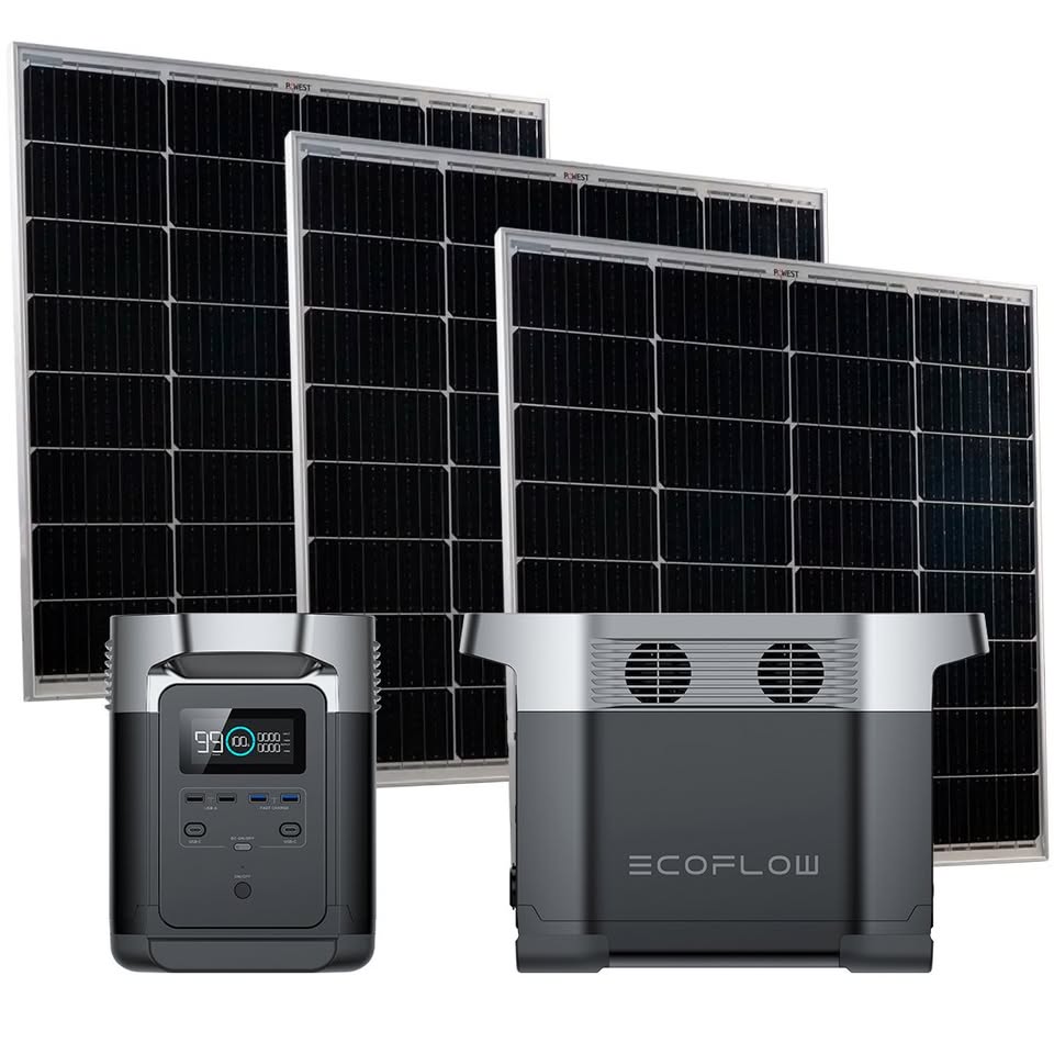 Generador Portátil EcoFlow EF DELTA 1300 + 3 paneles SOLARES | SISTEMA INDEPENDIENTE