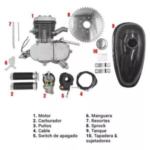Motor de Bicicleta a gasolina PLUSHTEK 80cc con Rendimiento y Potencia de 5ta Generación