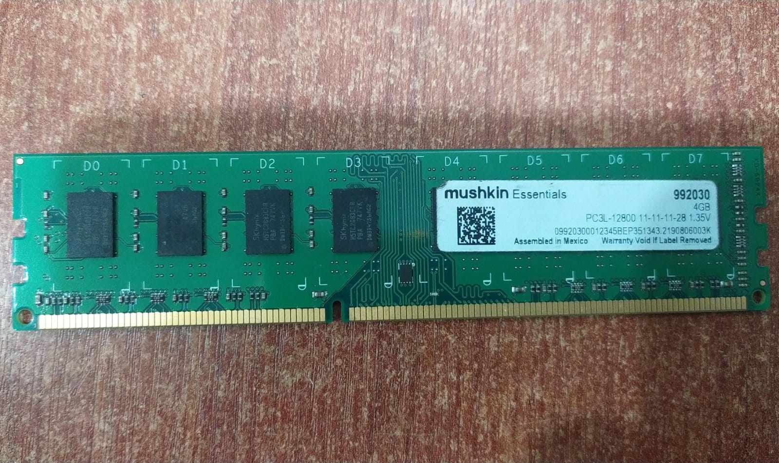 Memoria RAM Mushkin 4 GB PC3L‑12800 1600 MHz CL11 1.3 V (Modelo 992030) – Seminueva