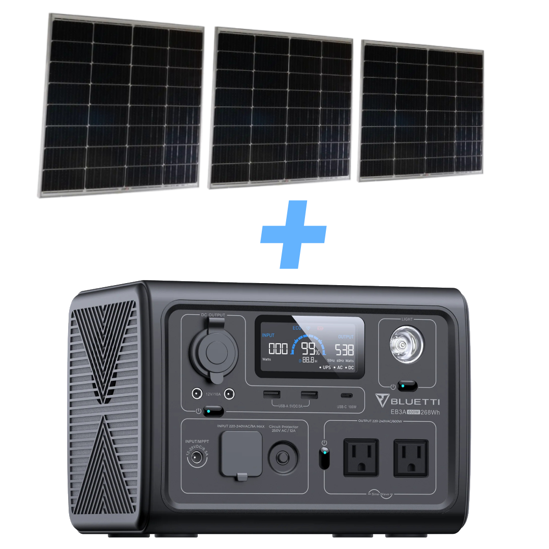 BLUETTI EB3A con paneles