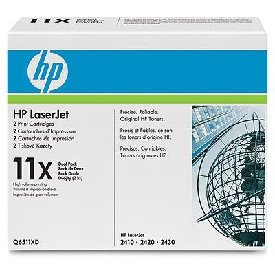 Pack 2 Cartuchos Tóner HP 11X Q6511XD | Alta Rentabilidad | Para LaserJet 2410‑2420‑2430