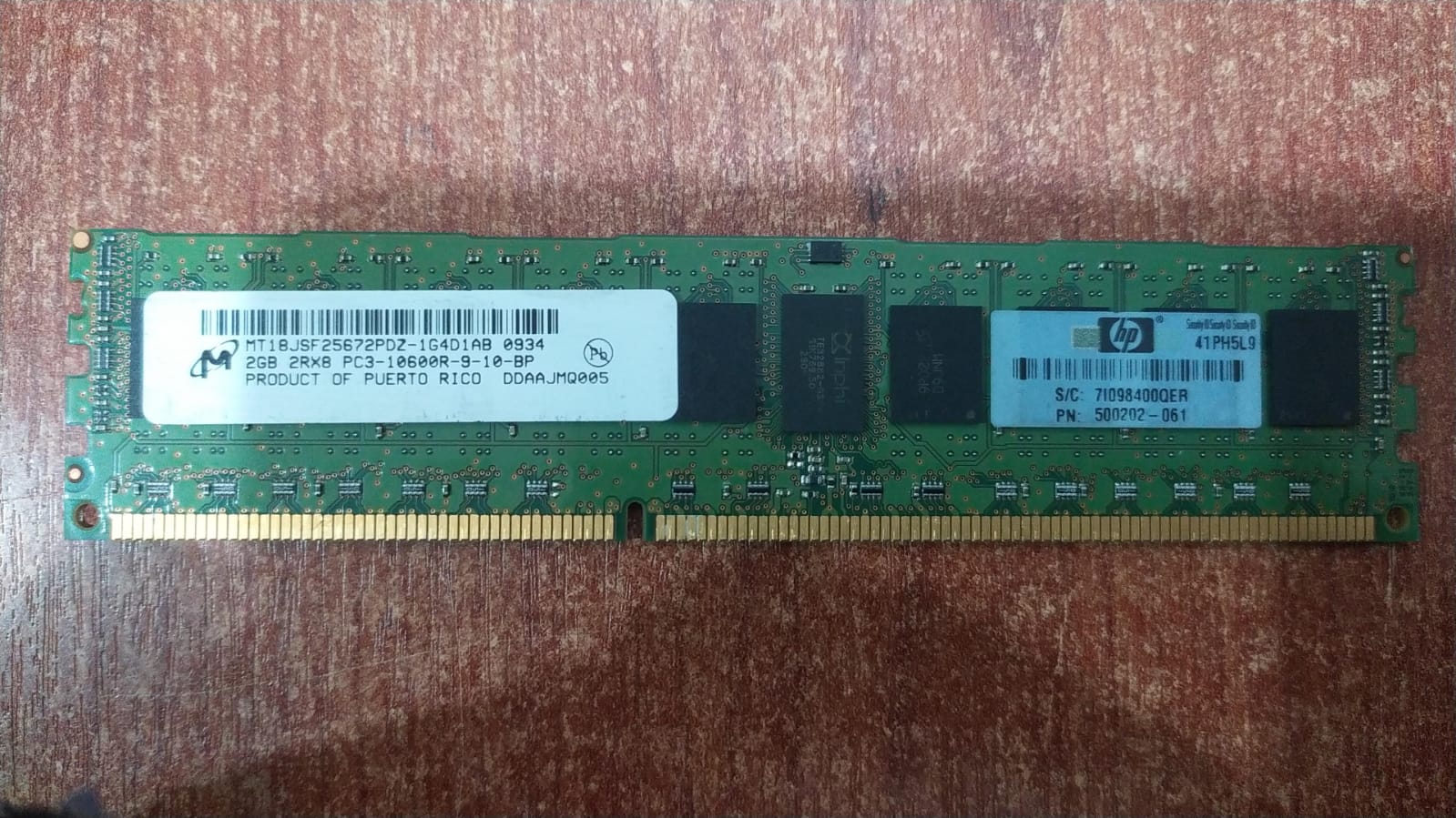 Memoria RAM Micron MT18JSF25672PDZ‑1G4D1AB 2 GB DDR3‑1333 ECC Registered (2Rx8)