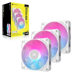 KIT 3 Ventiladores o Disipadores | Corsair | RX120 | RGB | 120 mm |BLANCO | incluye Controladora