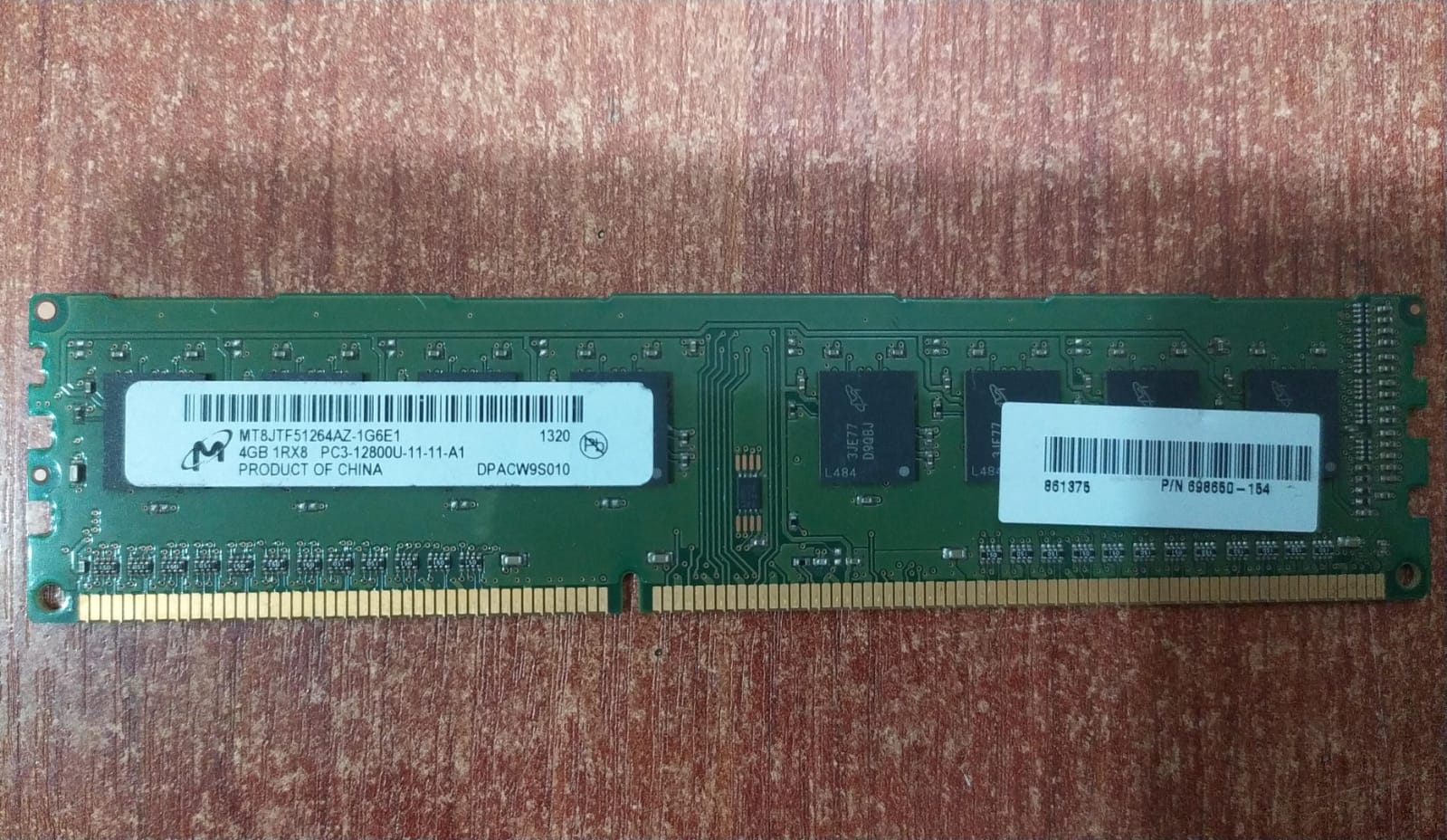 Memoria RAM Micron MT8JTF51264AZ‑1G6E1 4 GB DDR3 1600 (PC3‑12800U) 1Rx8