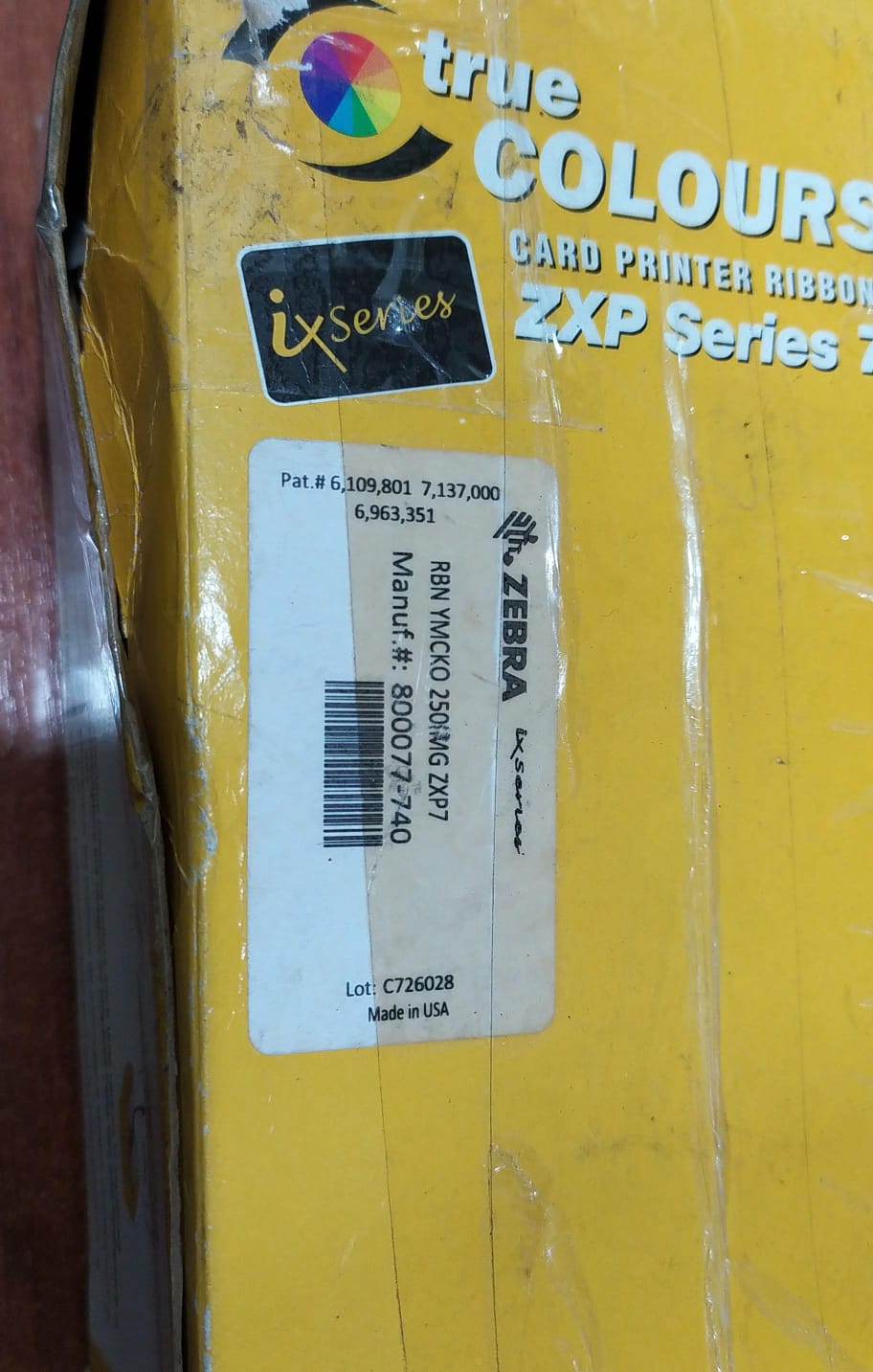 Ribbon Zebra YMCKO 250 (ZXP Series 7, Código 800077-740) – Usado en Perfecto Estado - Image 2