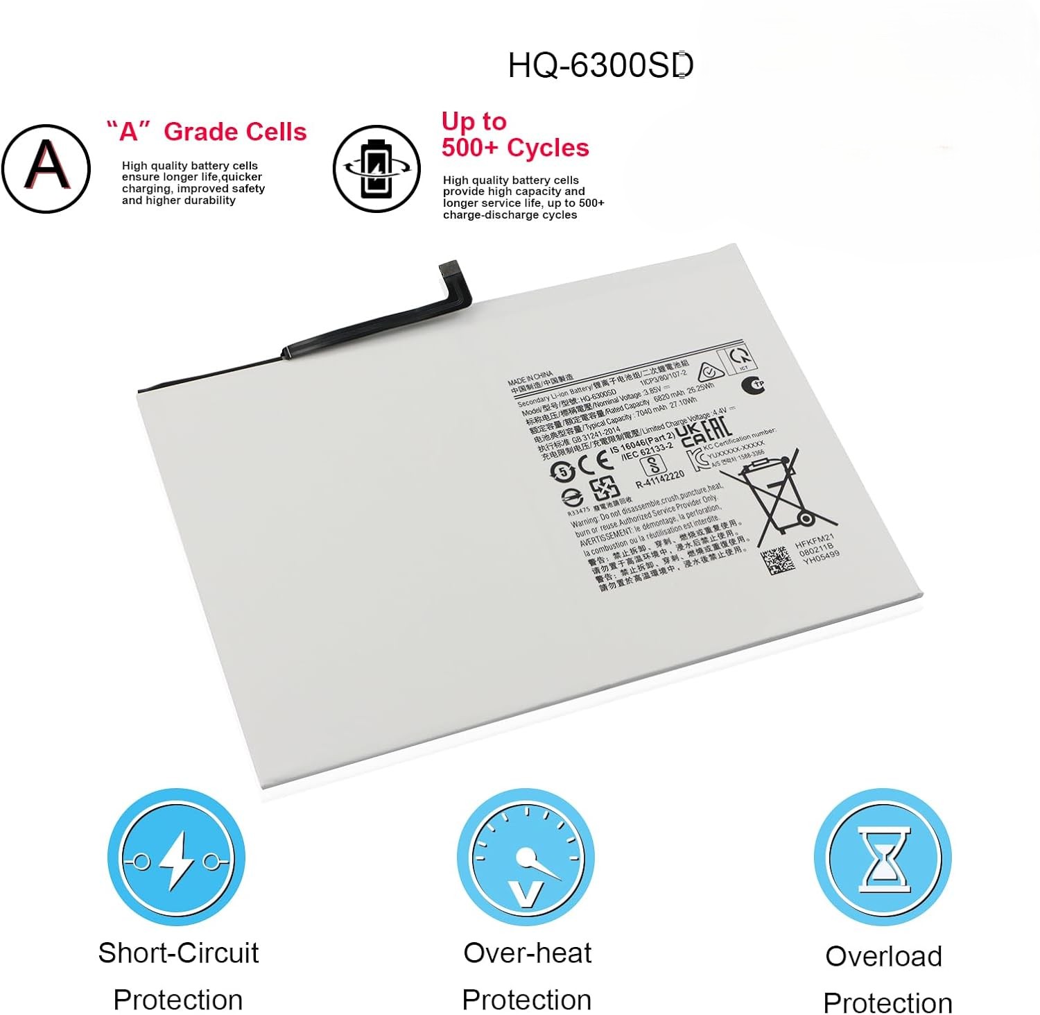 Batería HQ‑6300SA para Samsung Galaxy Tab A8 10.5" Seminueva – Sin Flex