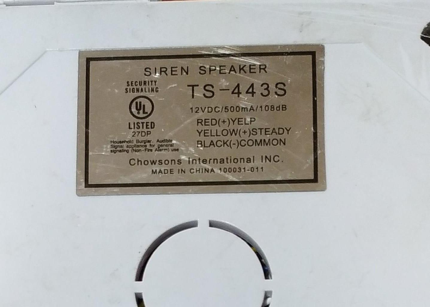 Sirena o Alarma de seguridad DSC TS-443S 12V 500 mA doble tono usada - Image 3