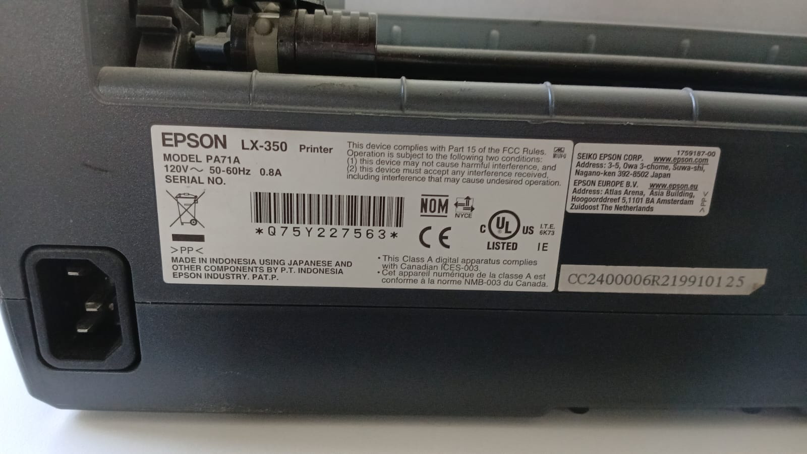IMPRESORA EPSON LX‑350 (MATRICIAL 9 PINES) SEMINUEVA IDEAL PARA FORMAS CONTINUAS - Image 4