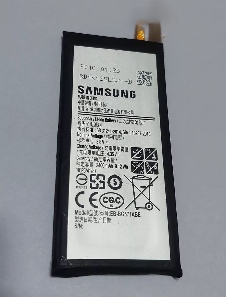 Batería Samsung EB‑BG571ABE (2400 mAh) – Seminueva – Sin Flex – Para Repuesto