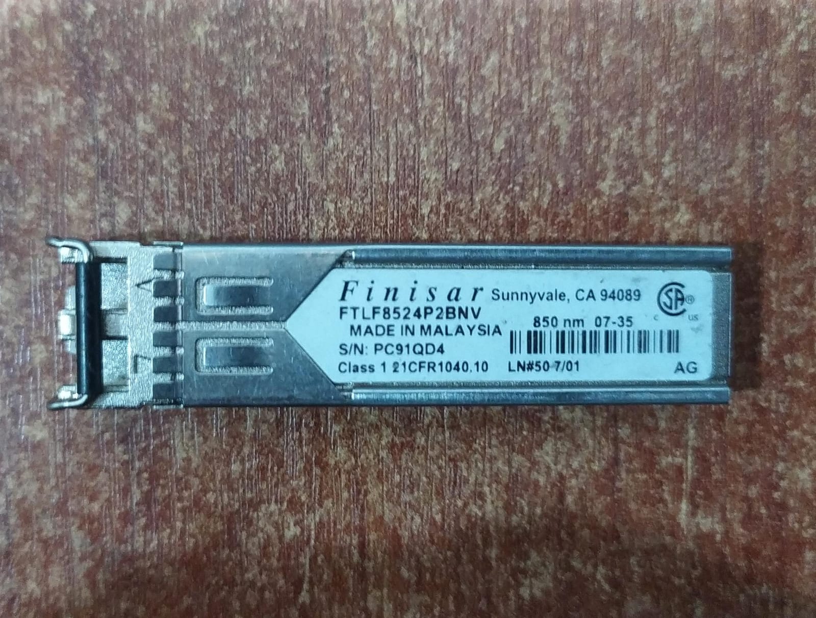 Transceptor óptico SFP Finisar FTRJ8524P2BNV 850 nm 4× Fibre Channel – Seminuevo