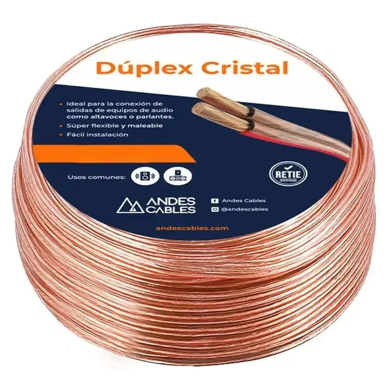 Cable Andes Gemelo 2×16 AWG · Duplex Cristal · 96 m · Nuevo