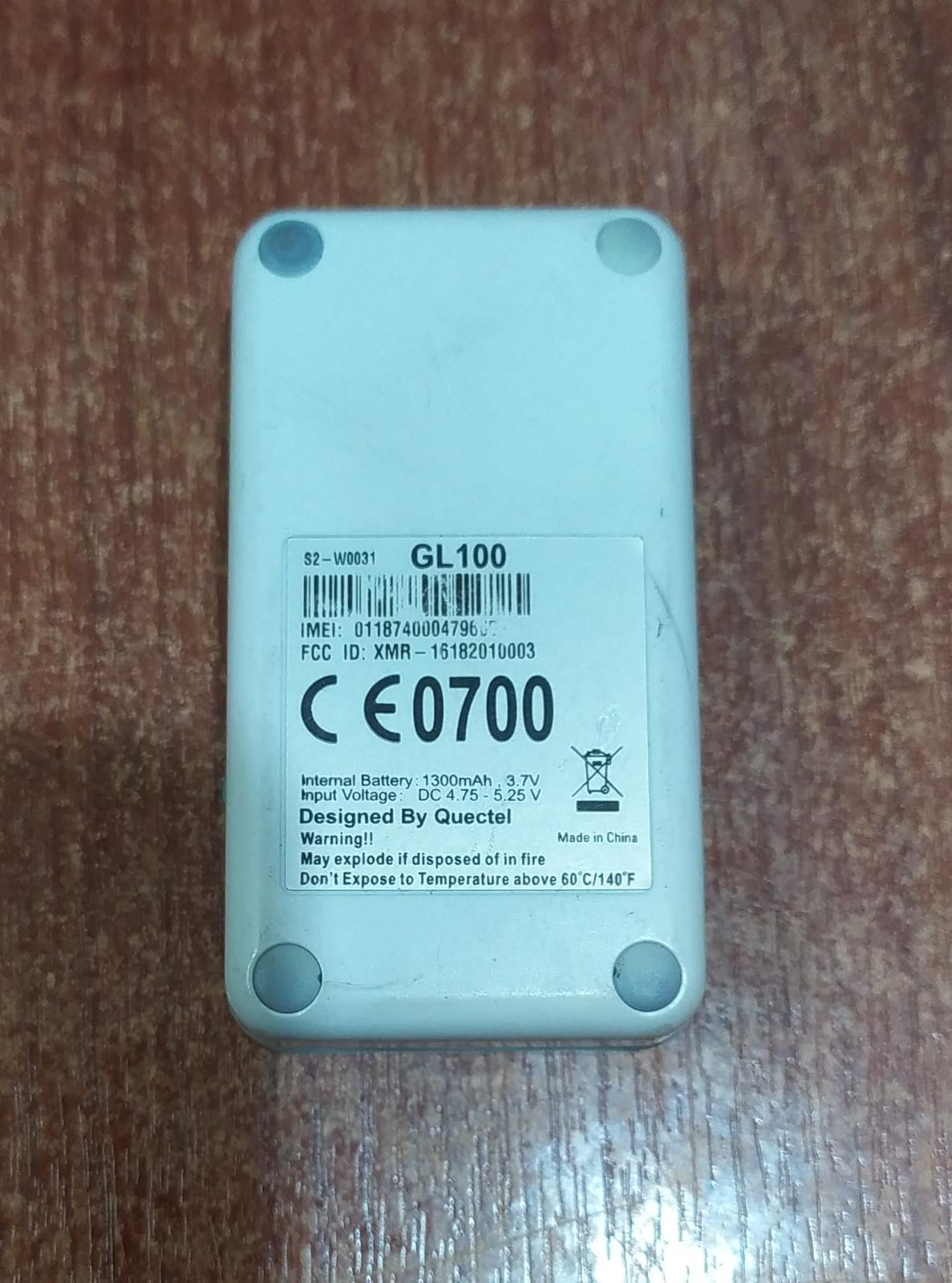 Rastreador GPS Queclink GL100 (S2-W0031) GSM/GPRS 1300mAh Para Vehículos y Activos - Image 4