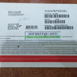 Windows 11 Pro 64‑Bit Español LATAM 1PK DSP OEI DVD / FQC‑10553 nuevo