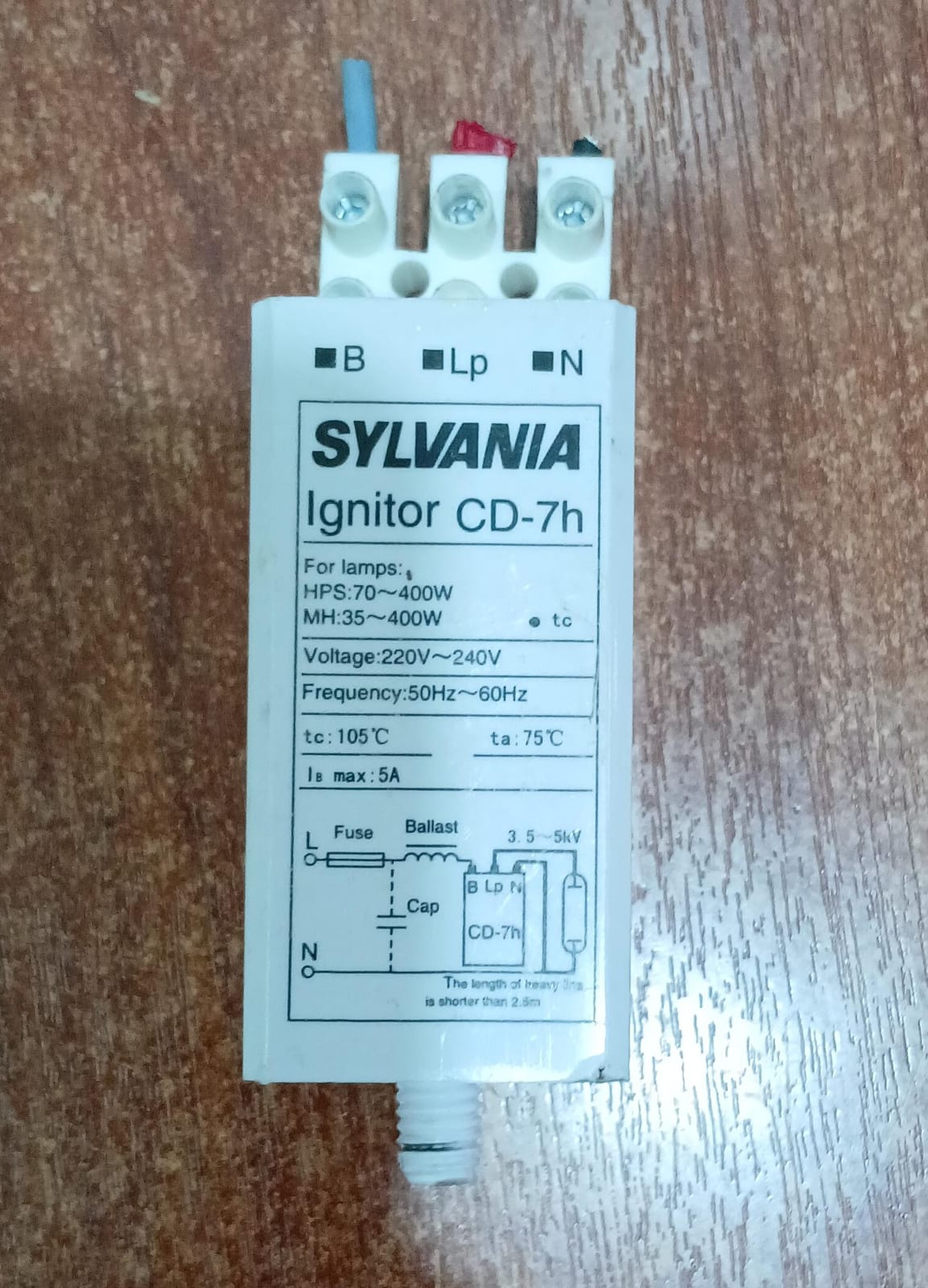 Ignitor SYLVANIA CD‑7H usado para lámparas HPS/MH 70‑400 W 220‑240 V
