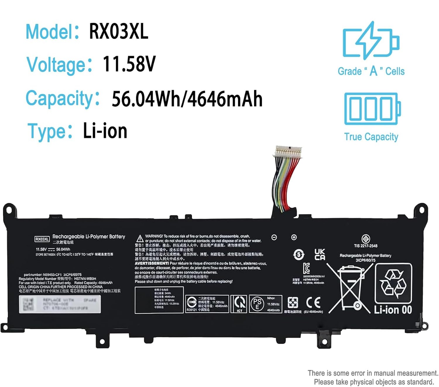 Batería Laptop HP RX03XL Seminueva 56Wh – Compatible con ProBook / EliteBook