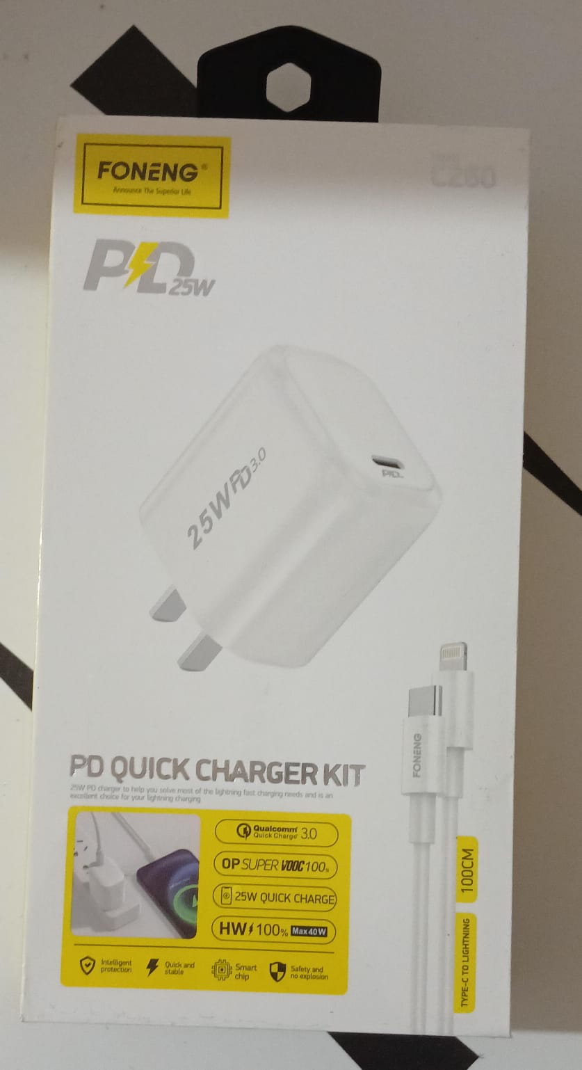 Cargador Rápido Foneng C260 25W PD USB-C (Compatible con Samsung, Xiaomi y más) - Image 2