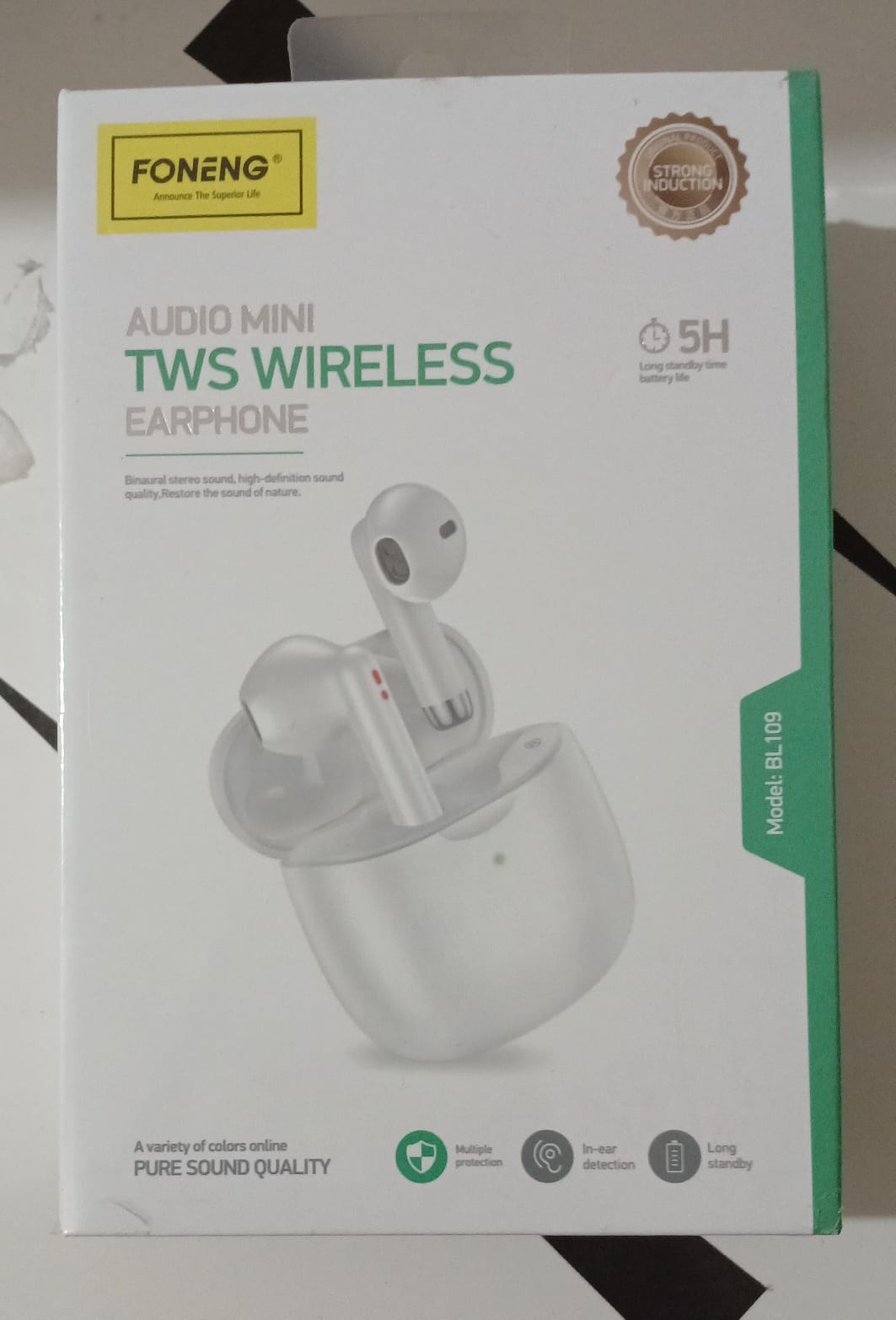 Audífonos Bluetooth Foneng BL109 TWS – Mini, USB‑C, 5 h música