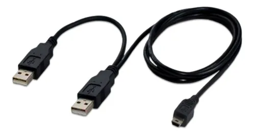 Cable USB Y doble USB‑A a Mini‑USB – Accesorio de datos y alimentación (usado)