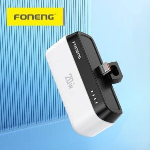 Power Bank FONENG P69 5000 mAh – 20W con conector USB-C integrado (para Android y USB-C)
