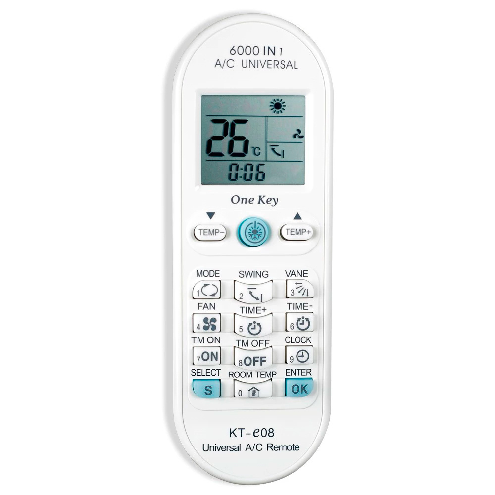 Control universal Everwell KT‑E08 6000 in 1 – reemplazo aire acondicionado / minisplit