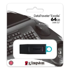 USB Kingston DataTraveler Exodia 64 GB (USB 3.2 Gen 1) – Alta velocidad, nuevo