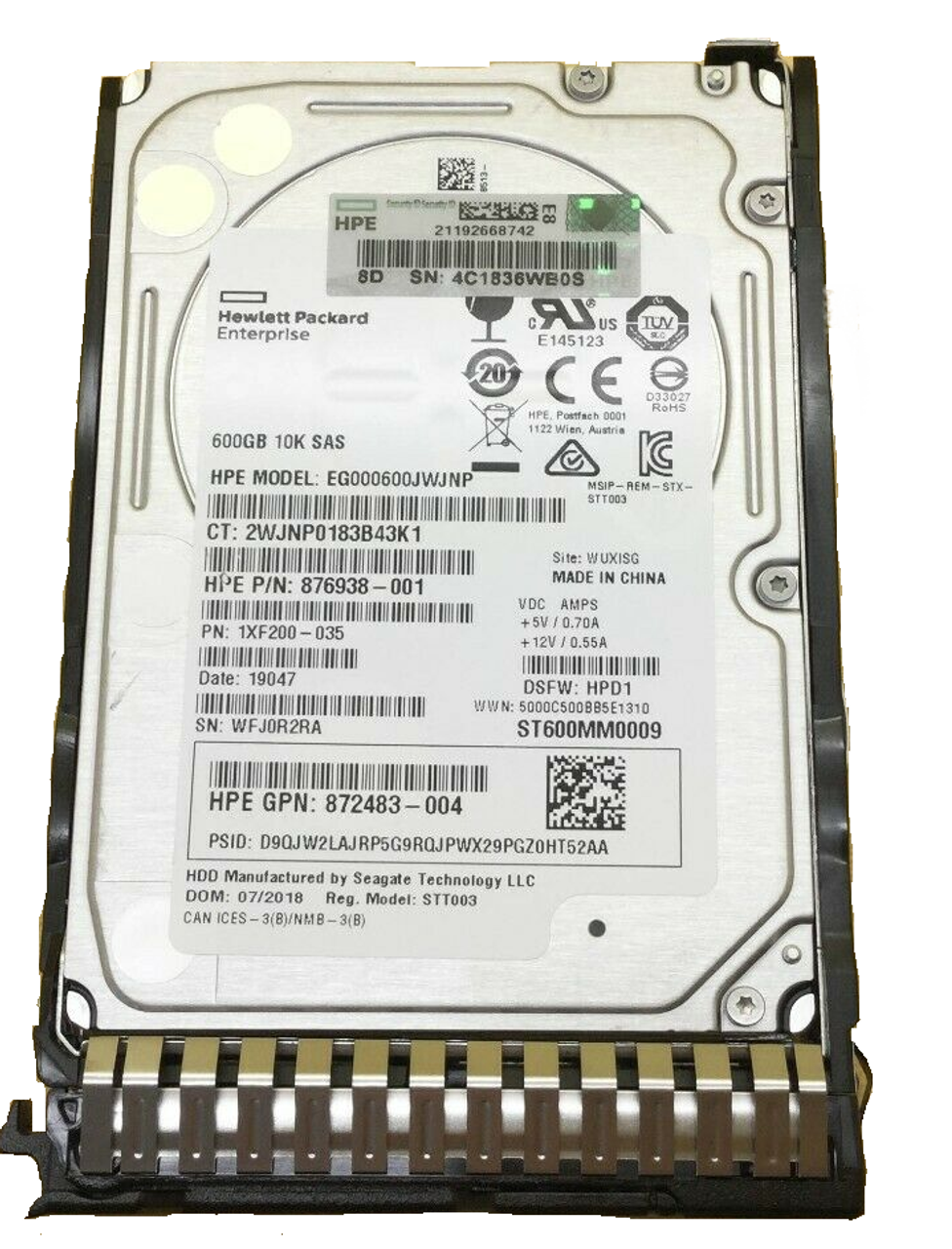 Disco Duro 600 GB HP SAS 10K 2.5″ EG000600JWJNP – Nuevo (Open Box)
