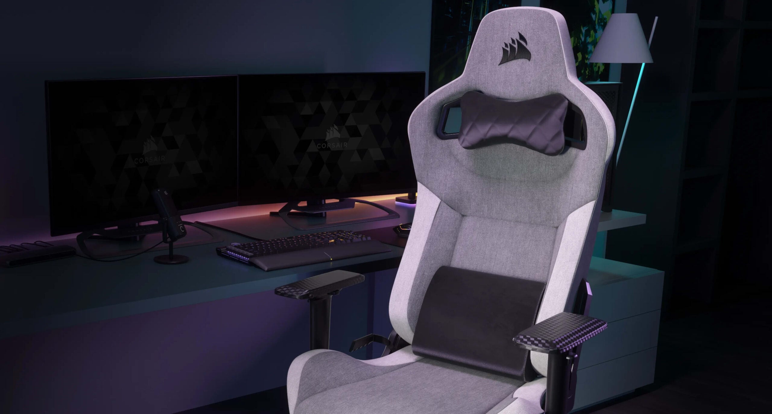 Silla Gamer CORSAIR T3 RUSH Tela Gris/Carbón, Gris/Blanco, Carbón – Reclinable, Ergonómica y Nueva