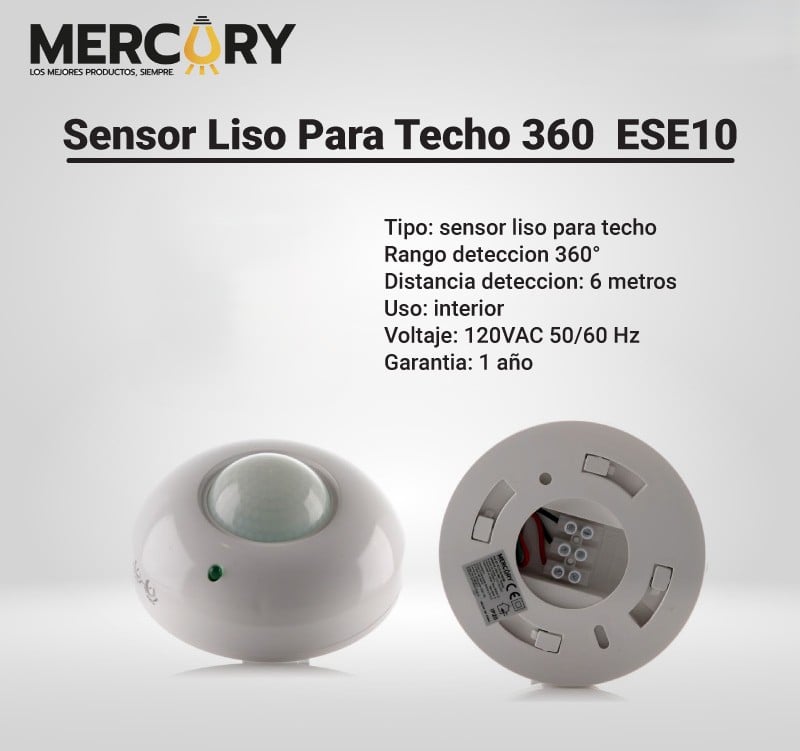 Sensor de Movimiento Mercury ST‑07 (YCA1002B) – Sensor Liso 360° para Techo 110‑130 V ESE10 - Image 3