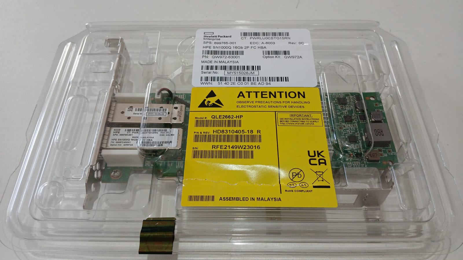 ADAPTADOR HBA HP SN1000Q 16GB DUAL PORT FIBRE CHANNEL QW972A QLE2662