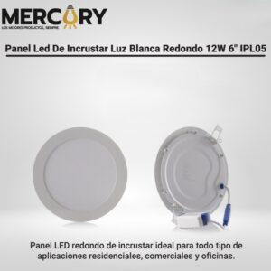 Panel LED Mercury IPL05 Redondo 12W Empotrable Luz Blanca - Nuevo