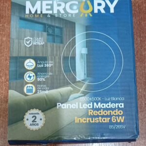 Mercury IPL187 Panel LED Madera Redondo Incrustar 18W 6500K Nuevo